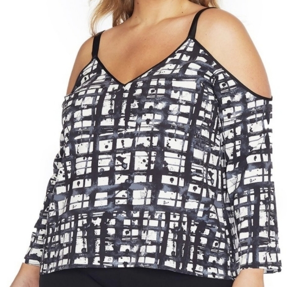 Rebel X Angel Tops - NWT Rebel X Angel Cold Shoulder Checker Top Size 1X